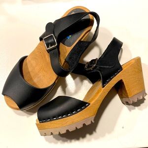 MIA black wooden swedish clogs 7.5 38 EUC